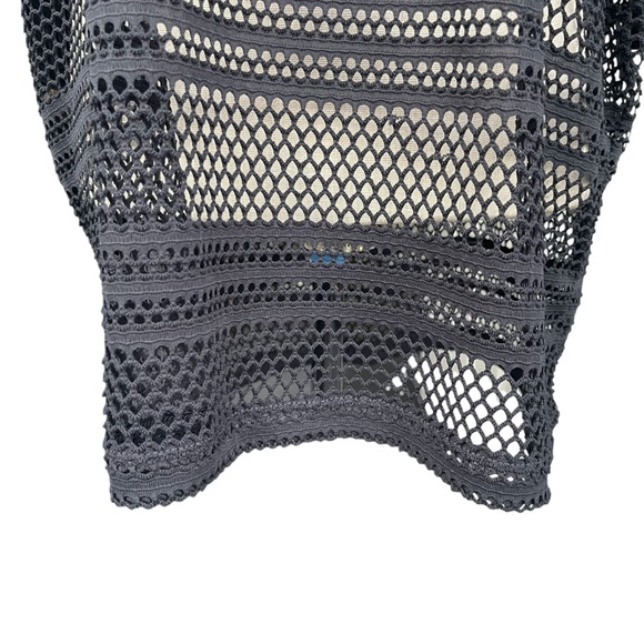 La Blanca Black Mesh Scoop Neck Dolman Short Sleeve Cover Up (L) - Picture 6 of 11